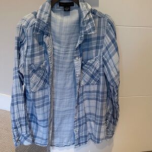 Sanctuary Light Blue Plaid Button-Up Shirt